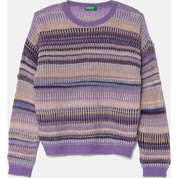 Dívčí oblečení Dětský svetr s příměsí vlny United Colors of Benetton 116QQ107L.G.Seasonal fialová 48X, vel. 130