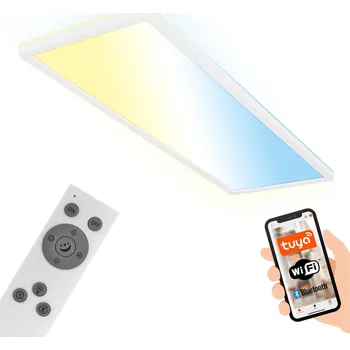 BRILONER Tava LED stropní svítidlo, Smart, ovládání hlasem nebo v aplikaci, dálkové ovládání, bílé - BRILO BRILO 7529016