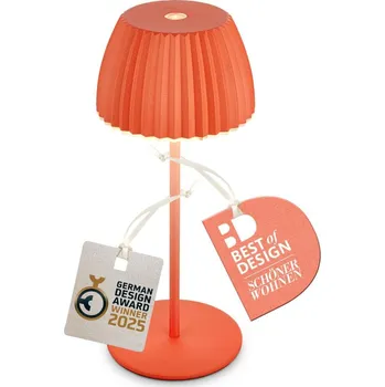 Lampička BRILONER Nabíjecí stolní lampa Riffle Mini - 20 cm, 1,5W, 150lm, bezdrátová, LED, stmívatelné, dotykový vypínač, oranžová - BRILO BRILO 7552012