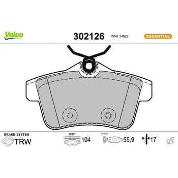 Brzdová destička Sada brzdových destiček, kotoučová brzda VALEO 302126