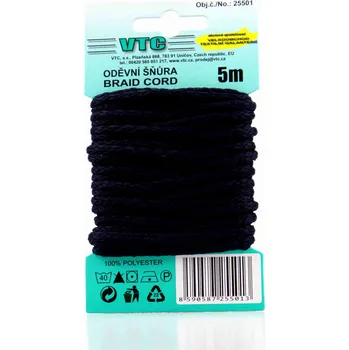Šňůra na prádlo VTC Oděvní šňůra 5 m na kartě - 26 temně modrá
