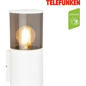 Venkovní osvětlení BRILONER TELEFUNKEN venkovní nástěnné svítidlo, voděodolné a prachotěsné, kouřové sklo, E27 patice, bílé - BRILONER TF 322206TF