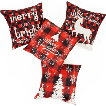 Vánoční dekorace Springos Sada 4 povlaků na vánoční polštáře CA1459