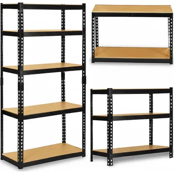 Dílenský regál Metalový skladový regál 183 x 90 x 40 cm Humberg HR-853 černý