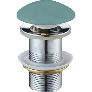 sítko a zátka do dřezu Mexen uzavíratelná kulatá umyvadlová odtoková zátka typu ClickClack, bez přepadu, světle zelená matná keramická, 79910-48