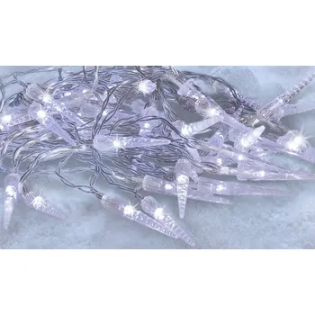 Vánoční osvětlení Solight LED venkovní rampouchy, 50LED, časovač, 8 funkcí, IP44, 3xAA baterie