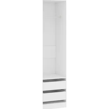 Šatní skříň Bílá skříň na oblečení 50 x 50 x 200 cm se 2 zásuvkami a tyčí