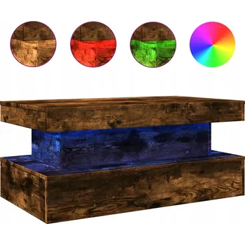 Konferenční stolek Konferenční stolek s RGB LED osvětlením, dub kouřový, 90x50x40 cm