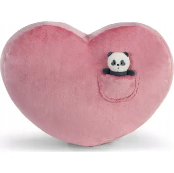 Polštář NICI LOVE POLŠTÁŘ RŮŽOVÉ SRDCE 40X27CM S PLÝŠIVOU PANDA 10CM