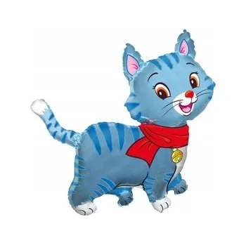 Balónek Fóliový balónek Veselá Kočička modrá 60 cm zvíře