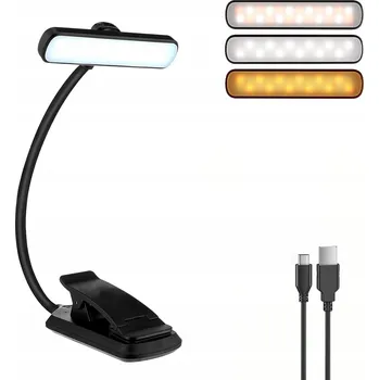 Lampička USB LAMPičKA NA ČTENÍ KNIH NOČNÍ LAMPA S KLIPEM ŠETRNÁ K OČÍM 24LED