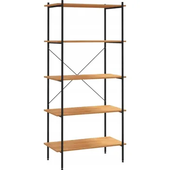 Knihovna Regál s policemi z oceli a dřevěných kompozitů, černo-dubový, 80x40x163 cm