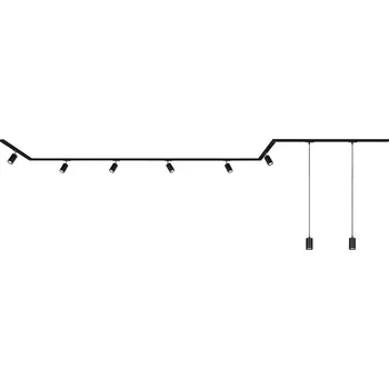 Bodové svítidlo BRILONER 1-fázový lištový systém, 6x spot, 2x závěsná svítidla, 3 rohová spojka, černá - BRILO BRILO 8013085