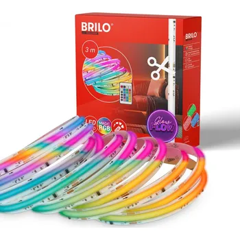 LED páska BRILONER COB LED pásek 3m, dálkový ovladač, RGB IC dynamické barvy, bílý - BRILO BRILO 2322480