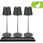 BRILONER Cilano 3ks RGBW stolní bezdrátová lampa, vč. nabíjecí základny, IP44, antracit - BRILO BRILO 7517035