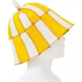 Klobouk do sauny vlna Mozaika žlutá
