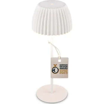Lampička BRILONER Nabíjecí stolní lampa Riffle - 36,5 cm, 2W, 200lm, IP44, bezdrátová, LED, stmívatelná, dotykový vypínač, bílé - BRILO BRILO 7553016