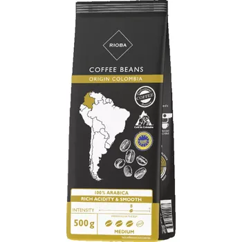 Káva Rioba Origin Colombia 100% Arabica zrnková káva 500g