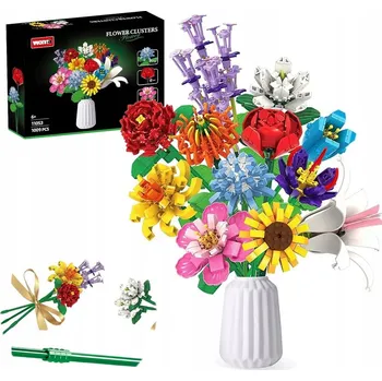ostatní stavebnice STAVEBNICE KYTICE KVĚTINY 1064 DÍLŮ STAVBA VÁZA KVĚTINÁČ RŮŽE LILIE