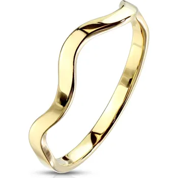 Prsten Šperky4U Zlacený ocelový prsten vlnka - velikost 52 - OPR1758GD-52