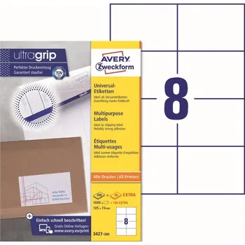 Speciální papír Samolepící etikety Ultragrip 105 x 74 mm 220 listů A4 3427-200