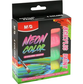 Výtvarná barva Barvy akrylové M&G 22 ml Neon - sada 4 ks