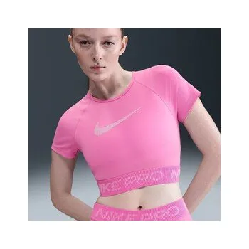 Nike Pro Womens Dri-FIT Short-Sleeve Cropped Graphic Top M