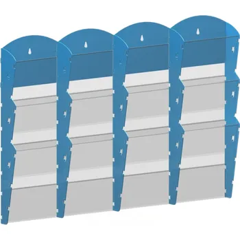 B2B Partner Nástěnný plastový zásobník na prospekty - 4 x 3 A5, modrý