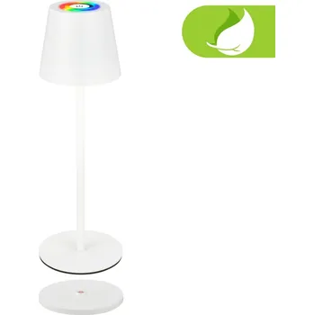 Lampička BRILONER Cilano RGBW stolní bezdrátová lampa IP44, stmívatelná, vč. nabíjecí základny, bílá - BRILO BRILO 7517016