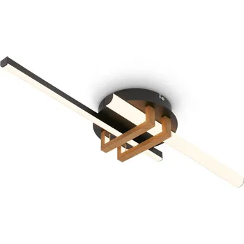 BRILONER Tinka stropní svítidlo 78x16 cm - 18W, 2000lm, LED, teplá bílá, černá / dřevo - BRILO BRILO 3953025