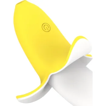 Vibrátor Osamělý - nabíjecí, vodotěsný banán vibrátor (žlutá-bílá)