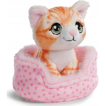 plyšák NICI PLYŠOVÝ MAZLÍČEK PŘÍTULNÍČEK ZRZAVÁ KOČKA V RŮŽOVÉM KOŠÍČKU 12 CM