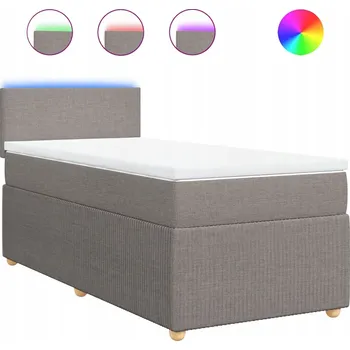 Postel Kontinentální postel taupe s LED osvětlením, 200 x 90 x 100,5 cm, matrace 90 x 200 x 20 cm