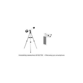 Hvězdářský dětský dalekohled čočkový AR 60/700 v kufru+Mikroskop pro smartphone 40x-60x