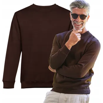 Pánská mikina Klasická Mikina basic unisex pánská bez kapuce s potiskem, hnědá, velikost XL