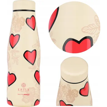 Termoska TERMOSKA 500 ml se vzorem srdcí - termoska na kávu, čaj, nerezová ocel, nepropustná