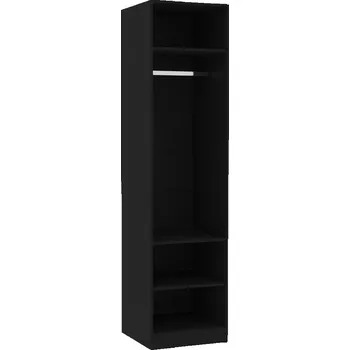 Šatní skříň Černá kompaktní skříň 50 x 50 x 200 cm s policemi a tyčí na ramínka