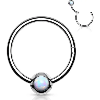 Piercing Šperky4U Piercing kruh segment, bílý opál - K01067-1208