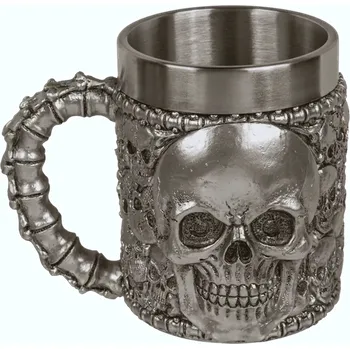 Žertovný předmět Korbel skulls - stříbrný (Hrnek lebky - stříbrný)