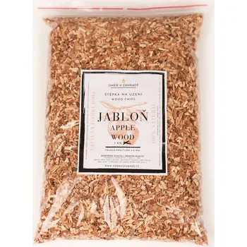Štěpka na uzení OHENVZAHRADE.CZ Prvotřídní dřevní štěpka 3-8 mm jabloň - 1 kg