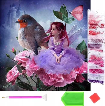 Obraz DIAMANTOVÁ MOZAIKA Paleček s Vlaštovkou 5D Výšivka