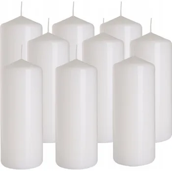 Svíčka SADA 9 STOLNÍCH SVÍČEK VÁLEC KLASICKÁ SVÍČKA 15cm 48h BÍLÁ