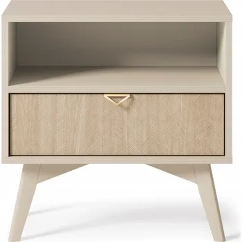 Noční stolek Noční stolek ve skandinávském stylu Grove S54 Pískově béžový / Skandinávský stromečkový vzor