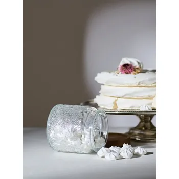 Dóza na potraviny Sinsay - Skleněná nádoba na potraviny s dřevěným víčkem a reliéfním vzorem - clear - 188HO-CLR - 188HO-CLR-ONE