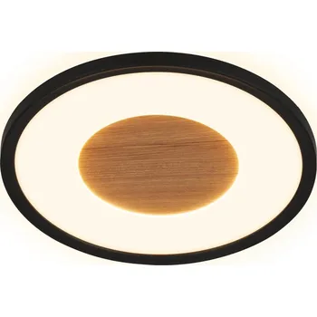 BRILONER Sufit Wood LED stropní svítidlo ploché, dřevěný dekor, přímé a nepřímé osvětlení, černá - BRILO BRILO 3850015