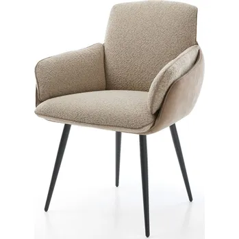 Jídelní židle DELIFE Jídelní židle Luan-Flex s područkami materiálová kombinace tmavě béžová 4-nohá kuželová černá