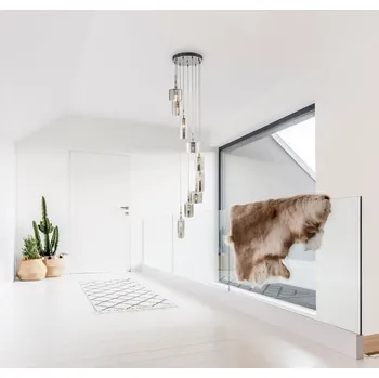 Svítidlo Searchlight 1939-9CC Závěsný lustr LED LINEN chromový výška 185cm, kouřové sklo