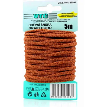 Šňůra na prádlo VTC Oděvní šňůra 5 m na kartě - 45 lískoořišková