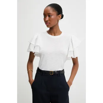 Plátěné tričko Answear.LAB E25.39.FLK bílá 00X, vel. XL