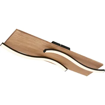 BRILONER Vinka LED stropní svítidlo, tvar vlny, dekor dřeva, teple bílé světlo, černá/dřevo, 55cm - BRILONER BRI 3815014
